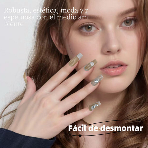 24 Pz Uñas Postizas Press On Francesa Almendra Encaje Colors
