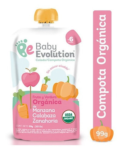 Compota Baby Evolution Manzana Calabaza Zanahoria X 99gr