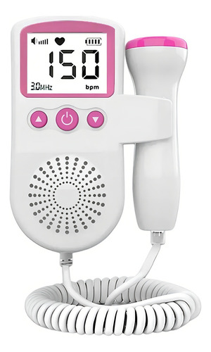 Monitor Sonar Detector Ouvir Batimento Cardiaco Fetal Bebê Cor Rosa