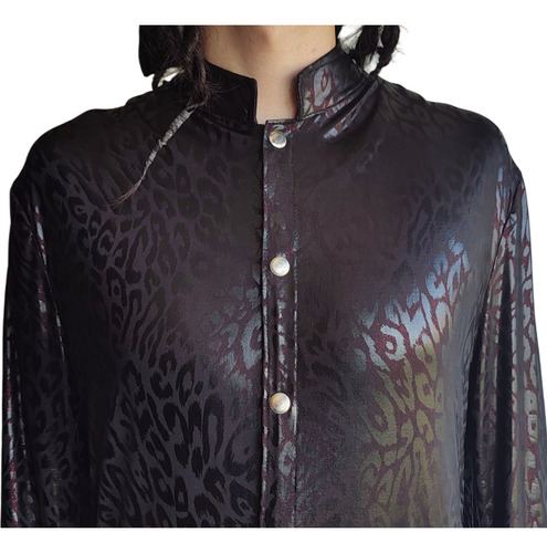 Tunica Negra Con Diseño Animalprint De Brillos Rojos Talle M Negro M