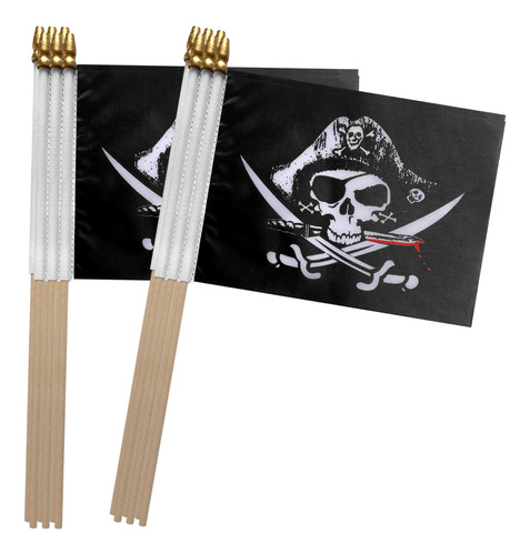 Tsmd Pirate Dead Mans Chest Jolly Roger Stick Flag Pequeñas 