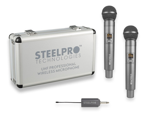 Imagen 4 de 4 de Microfonos Inalambricos 50m Alcance Uhf Con Maleta Steelpro