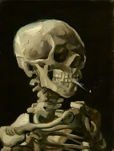 Póster  Cráneo Con Cigarrillo Autoadhesivo 100x70cm#999