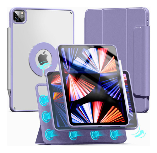 Funda Para iPad Pro 12.9 Air 13 M2 Smart Cover 2 En 1 Color Lila