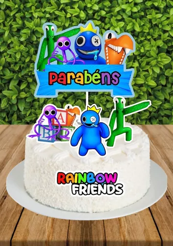 Topo De Bolo Topper De Bolo Rainbow Friends Azul Babão