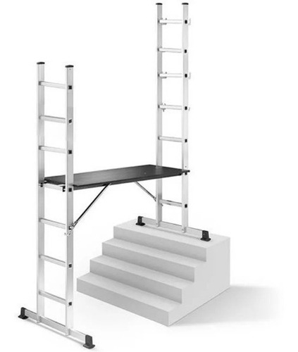 Imagen 4 de 9 de Guantes Y Escalera Andamio De Aluminio 2x7 Kld