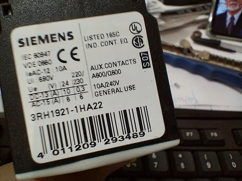 Bloco Contato Siemens 2n0+2nc / 2s+2o 3rh1921-1ha22