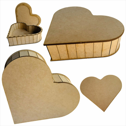Caja Forma De Corazón Mdf - San Valentin - Para Regalo