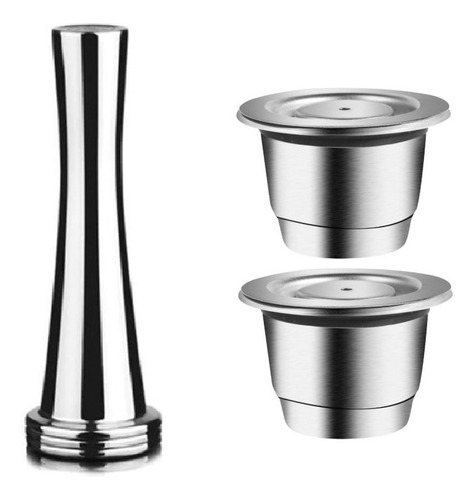 2 Cápsulas Nespresso Reutilizável Inox + Tamper