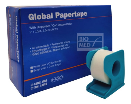 Pack X 12 Cintas Adhesiva Micropore Blanca Papel 2.5cm X9cm 