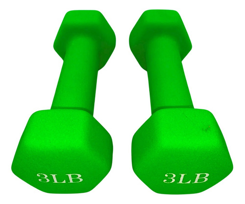 Par Mancuernas Recubiertas Neopreno 3lbs Wod Pro Gym Color Verde