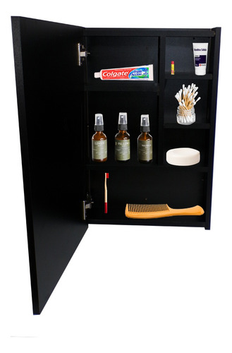 Botiquin Organizador Sin Espejo Para Baño Decomobil Color Negro Mate