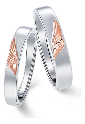 Anillos Plata 925 Ilusion Ajustable Parejas Alas Angel Par