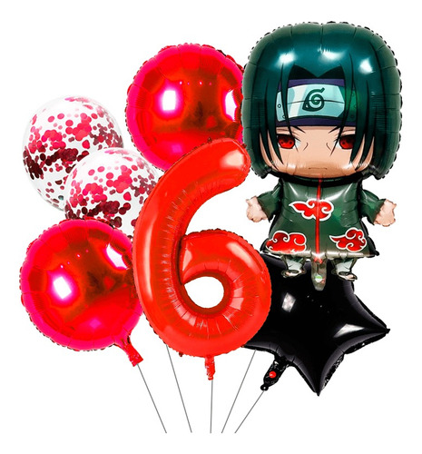 Itachi Naruto Globos / Pack De 5 Globos /cumpleaños