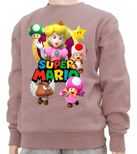 Buzo Felpa Algodon Super Mario Bros Princesa Peach Niñas 