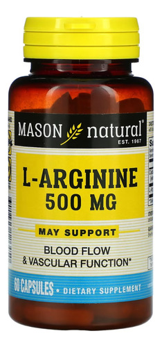 L-arginine 500 Mg / 60 Capsulas / Mason Natural