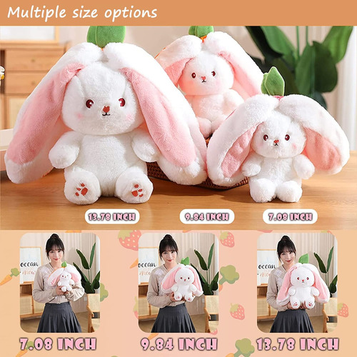 Conejo De Peluche De Zanahoria/ Fresa De Reversible 2pcs