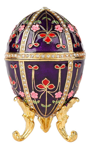 Qifu Faberge - Caja De Joyería Púrpura Estilo Huevo Pinta.