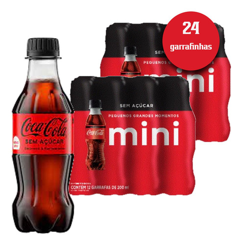 Refrigerante Coca Cola Sem Acucar Pet 200ml (24 Unidades)