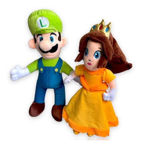 Peluche Luigi Bros Y Princesa Daisy Pareja Movie Mario Bros