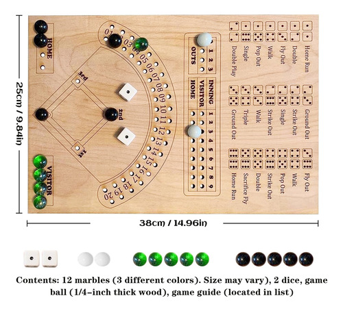 Juego De Mesa Gaomeida, Dados De Béisbol De Madera Con Canic