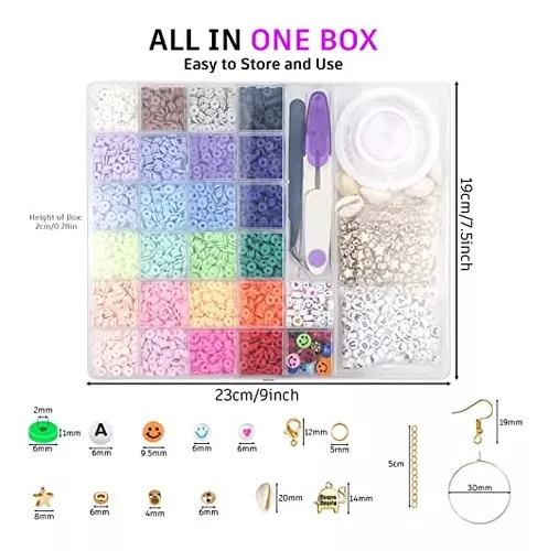 Kit de cuentas para hacer pulseras, 6000 piezas de 24 colores de arcilla de  cuentas de amistad, cuentas de letras para hacer joyas, kit de regalo de