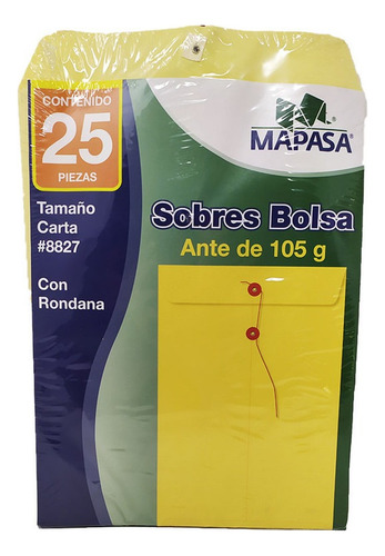 Sobre Mapasa Manila T/carta Con Rondana 25 Pzs Color Crema