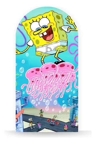 Painel De Festa Bob Esponja 2x1m Romano Tecido Sublimado | Parcelamento ...