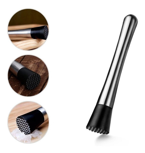 Socador Para Caipirinha Frutas Em Aço Inox - Top Util - 21cm Cor Prateado