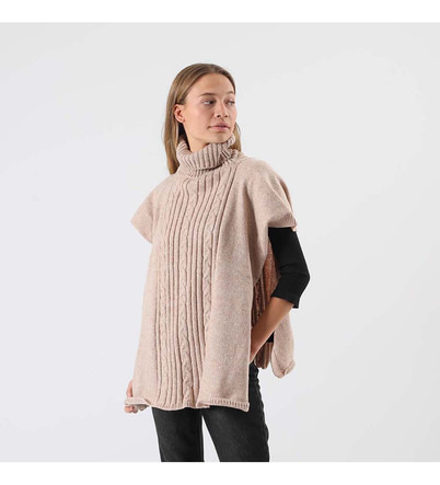 Poncho Tejido Melange Café  I-d