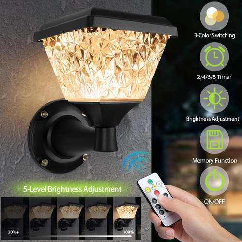 Luces Solares De Pared Exteriores 124 Led Ip65 3 Modos