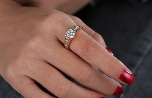 Anillo Compromiso Baño Oro 18k