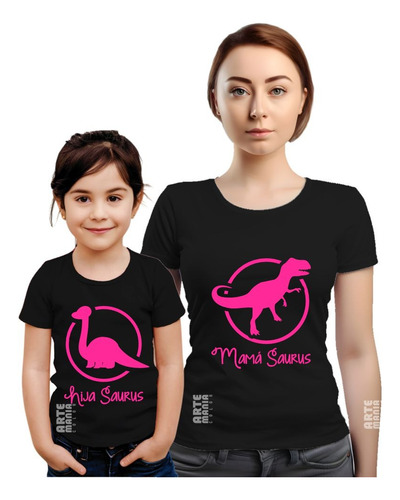 Pack 2 Polos Dia De La Madre Mamá Hijo Hija Dinosaurio