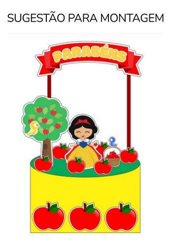Topo De Bolo Branca De Neve Vermelho Branca De Neve