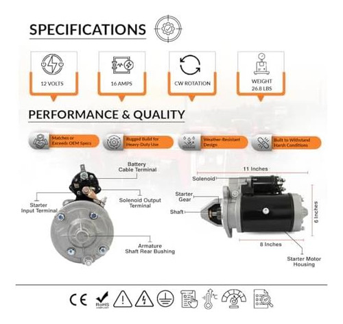 V Motor De Arranque Compatible Con Massey Ferguson Tractor
