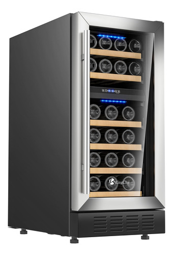 Kingchii Refrigerador De Vino De Doble Zona De 15 Pulgadas,