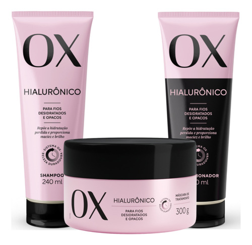 Kit Shampoo 200 Ml + Condicionador 170ml Ox Hialurônico