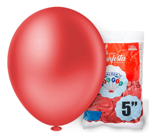 Balão Bexiga Liso Diversas Cores 5 Polegadas Pct C/ 50 Un Cor Vermelho Cinza