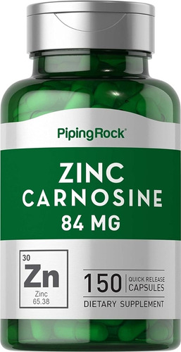 Zinc Carnosina 84 Mg X 150 Cápsulas - Piping Rock Sabor Neutro