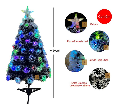 Árvore De Natal Led Fibra Ótica Nevada 90cm Luzes Colorida | Parcelamento  sem juros