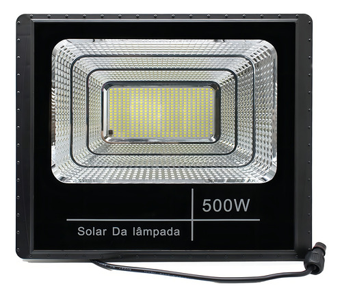 Refletor Solar Led Holofote 500w Carcaça Preto Luz Branco-frio