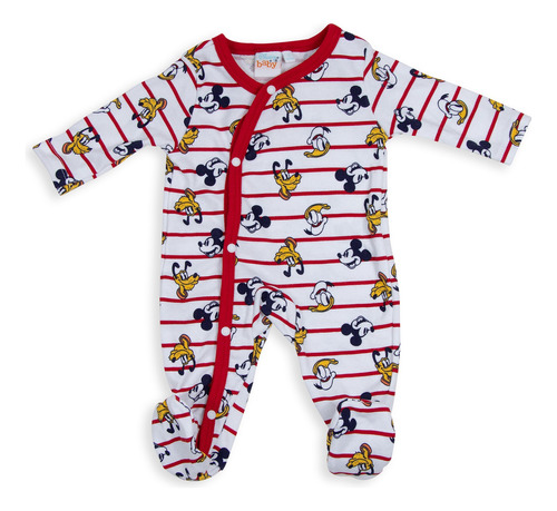 Mameluco Disney Baby: Broches A Presión Mickey Pluto Donald