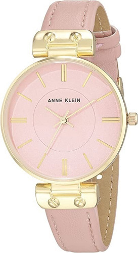 Reloj Mujer Anne Klein Correa De Piel 34 Mm Ak/3842gppk Color de la correa Rosa Color del bisel Dorado Color del fondo Rosa