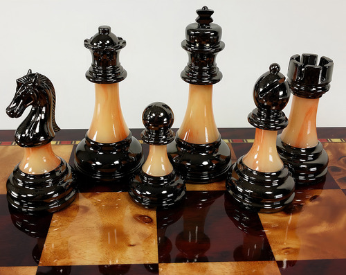 Hpl Juego De Piezas De Ajedrez De Plástico Profesional Con Peso De Cromo Y Cromo Negro De 3 1/2 Pulgadas, Sin Tabla