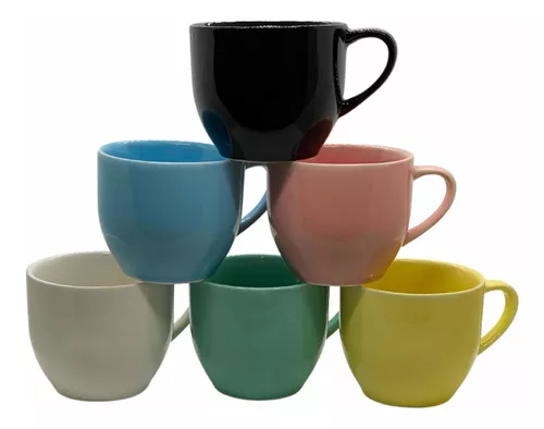 Jogo 12 Xícara Chá Café 170ml Amarelo em Porcelana - MUNDO DA