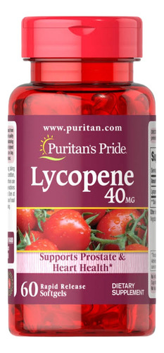 Licopeno Lycopene Puritan Pride 40mg 60 Cápsulas Usa