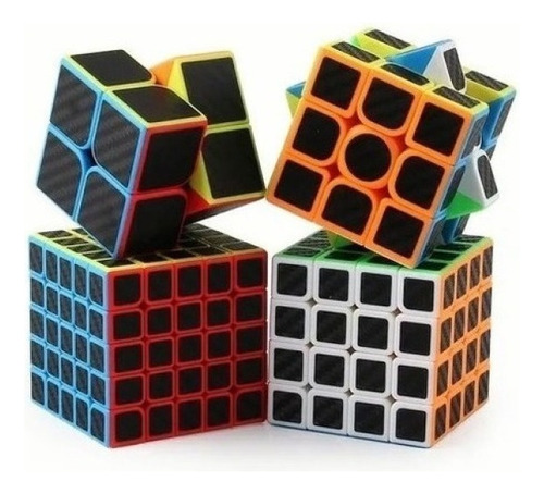 Paquete De 4 Cubos Rubik De Fibra De Carbono Cobra, 2 X 2 X