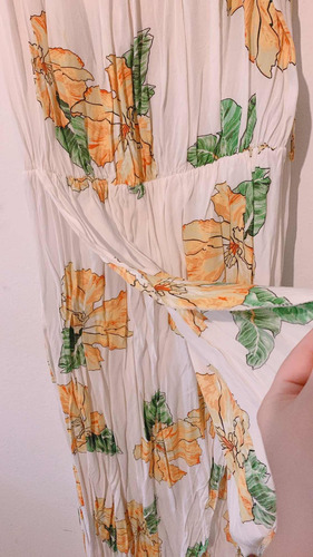 Vestido Playero Origen Brasil Flores Amarillas