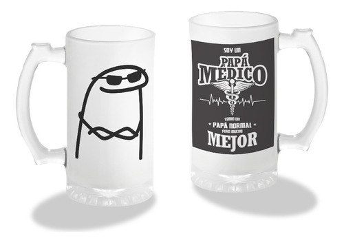 Tarro Cervecero, Flork, Frase Soy Un Papá Médico, 16oz