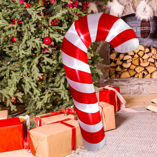 Bastón De Inflable Iluminado Para Navidad, Decoración Para
